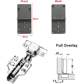 LOOTICH 110 Degree Kitchen Cabinet Cupboard Wardrobe Door Standard Hinges With Integrated Soft Closing Mechanism Full Overlay Straight Arm With Drilling Template Pack Of 8