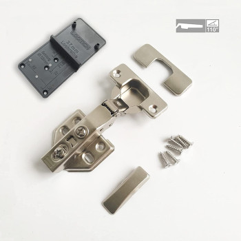 LOOTICH 110 Degree Kitchen Cabinet Cupboard Wardrobe Door Standard Hinges With Integrated Soft Closing Mechanism Full Overlay Straight Arm With Drilling Template Pack Of 8