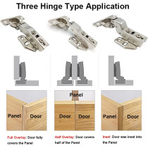 LOOTICH 110 Degree Kitchen Cabinet Cupboard Wardrobe Door Standard Hinges With Integrated Soft Closing Mechanism Full Overlay Straight Arm With Drilling Template Pack Of 8