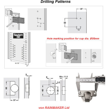 LOOTICH 110 Degree Kitchen Cabinet Cupboard Wardrobe Door Standard Hinges With Integrated Soft Closing Mechanism Full Overlay Straight Arm With Drilling Template Pack Of 8