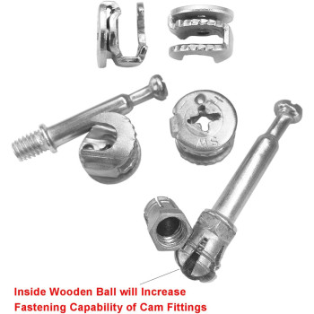 LOOTICH Fixing Screw Eccentric Cam O15Mm And Bolts Fitting Dowels M6X40Mm With Pre-Inserted Nuts M6 For Flat Pack Furniture Cabinet Locking Connecting (34 Set)