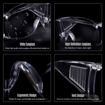 Mainstayae Protective Goggles Anti-Dust Anti-Wind Splash Proof Eye Protection Goggles Glasses Adult Unisex For Outdoor Sport Crowded Area Horrible Weather Pack Of 1Pcs