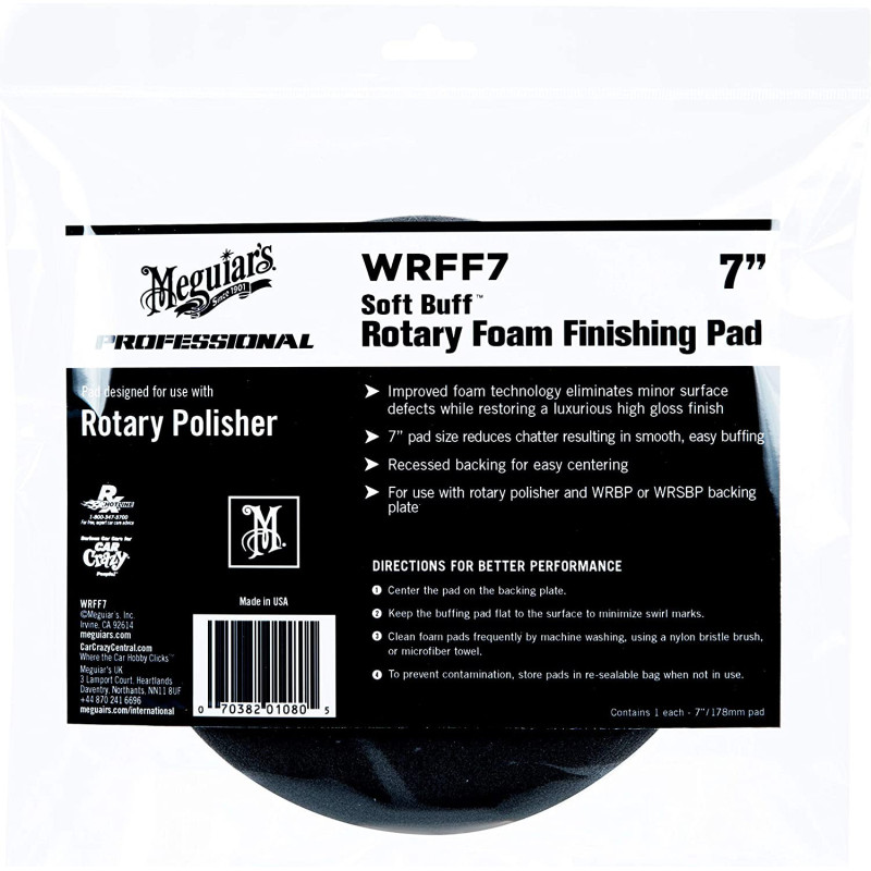 Meguiar'S Rotary Foam Finishing Pad, 7 Inch, Wrff7, H1.25 X W8.5 X D8 Inches