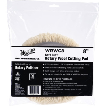 Meguiar'S Soft Buff Rotary Wool Pad, 8-Inch, Wrwc8, H1.614 X W9 X D9 Inches