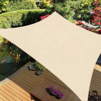 Mofish Anti-Uv Lwlei Sun Shade Sail Premium LZQpearl Rectangle Canopy Awning Large Size Outdoor Patio Carport Suitable For Terraces Swimming Pools Balconies Carports Seaside Vacations, Khaki (5M X 7M)