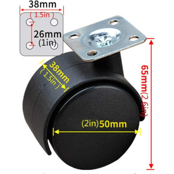 MWPO Furniture Caster,Office Chair Wheel,Swivel Castor Wheel,Diameter 50Mm(2In),Set Of Four,Protect Your Ccarpet/Hardwood