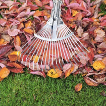 MYFT Adjustable Garden Rake Leaf, Durability Garden Leaf Rake For Lawns, Telescopic Rake Folding Rake, Yard Rake For Leaves, Metal Lawn Rake
