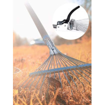 MYFT Adjustable Garden Rake Leaf, Durability Garden Leaf Rake For Lawns, Telescopic Rake Folding Rake, Yard Rake For Leaves, Metal Lawn Rake