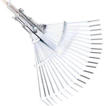 MYFT Adjustable Garden Rake Leaf, Durability Garden Leaf Rake For Lawns, Telescopic Rake Folding Rake, Yard Rake For Leaves, Metal Lawn Rake