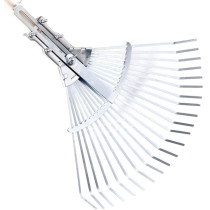 MYFT Adjustable Garden Rake Leaf, Durability Garden Leaf Rake For Lawns, Telescopic Rake Folding Rake, Yard Rake For Leaves, Metal Lawn Rake