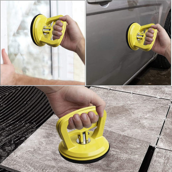 ND Dent Puller, Car Dent Puller, Suction Cup Dent Puller, Powerful Glass Handle Lifter, Suction Cup Lifter For Car Dent Pulling Up, Tiles, Mirror, Granite Lifting And Objects Moving (Yellow)