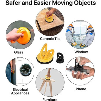 ND Dent Puller, Car Dent Puller, Suction Cup Dent Puller, Powerful Glass Handle Lifter, Suction Cup Lifter For Car Dent Pulling Up, Tiles, Mirror, Granite Lifting And Objects Moving (Yellow)