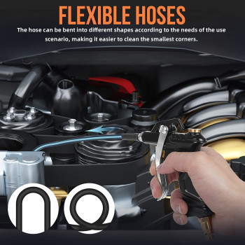 NanHong Industrial Air Blow Gun With Brass Adjustable Air Flow Nozzle And 2 Steel Air Flow Extension, Pneumatic Air Compressor Accessory Tool Dust Cleaning Air Blower Gun