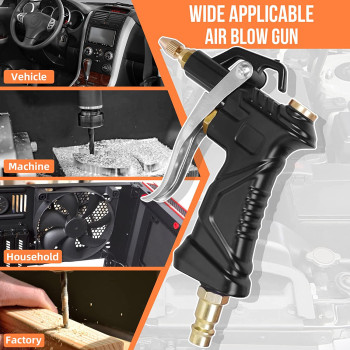 NanHong Industrial Air Blow Gun With Brass Adjustable Air Flow Nozzle And 2 Steel Air Flow Extension, Pneumatic Air Compressor Accessory Tool Dust Cleaning Air Blower Gun