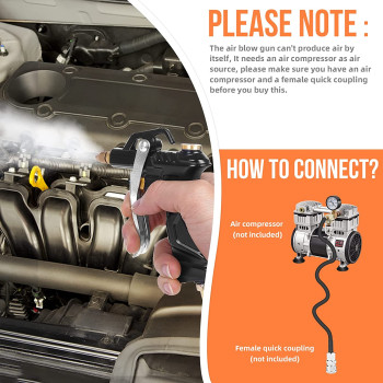 NanHong Industrial Air Blow Gun With Brass Adjustable Air Flow Nozzle And 2 Steel Air Flow Extension, Pneumatic Air Compressor Accessory Tool Dust Cleaning Air Blower Gun