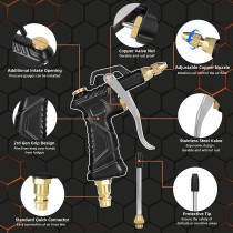 NanHong Industrial Air Blow Gun With Brass Adjustable Air Flow Nozzle And 2 Steel Air Flow Extension, Pneumatic Air Compressor Accessory Tool Dust Cleaning Air Blower Gun