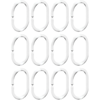 Neostyle Shower Curtain Plastic Hooks For Bathroom Shower Rods Curtains Liners 12Pcs (White)