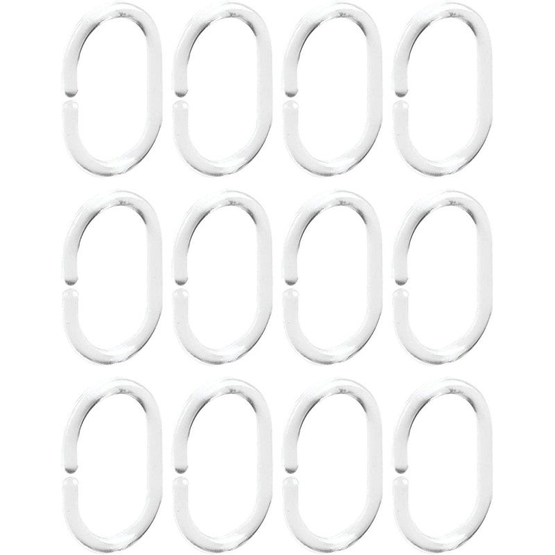 Neostyle Shower Curtain Plastic Hooks For Bathroom Shower Rods Curtains Liners 12Pcs (White)