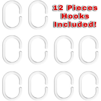 Neostyle Shower Curtain Plastic Hooks For Bathroom Shower Rods Curtains Liners 12Pcs (White)