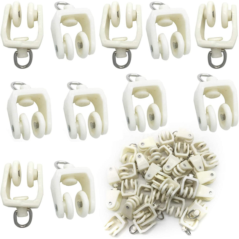 NGe Pulley Accessories Roller Vintage Straight Rail Curved Rail Guide Hook Ring Slide Rail Pulley Curtain Track Rollers Shower Curtain Room Divider Diy Installation Accessories(12.5Mm Dia,100Pcs,I-E)