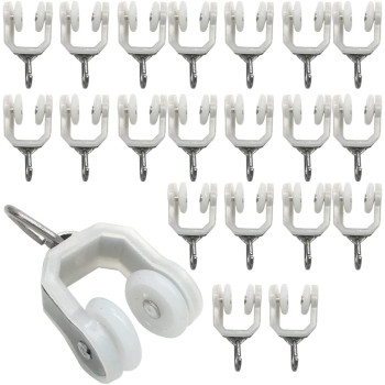 NGe Pulley Accessories Roller Vintage Straight Rail Curved Rail Guide Hook Ring Slide Rail Pulley Curtain Track Rollers Shower Curtain Room Divider Diy Installation Accessories(12.5Mm Dia,20Pcs,I-K)