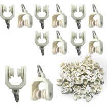 NGe Pulley Accessories Roller Vintage Straight Rail Curved Rail Guide Hook Ring Slide Rail Pulley Curtain Track Rollers Shower Curtain Room Divider Diy Installation Accessories(9Mm Dia,100Pcs,I-H)