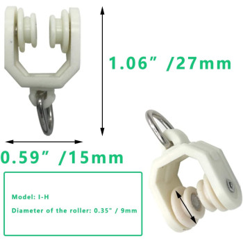 NGe Pulley Accessories Roller Vintage Straight Rail Curved Rail Guide Hook Ring Slide Rail Pulley Curtain Track Rollers Shower Curtain Room Divider Diy Installation Accessories(9Mm Dia,100Pcs,I-H)