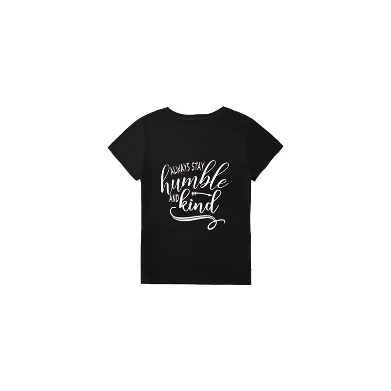 Quote Printed T-Shirt Short Sleeve, Black