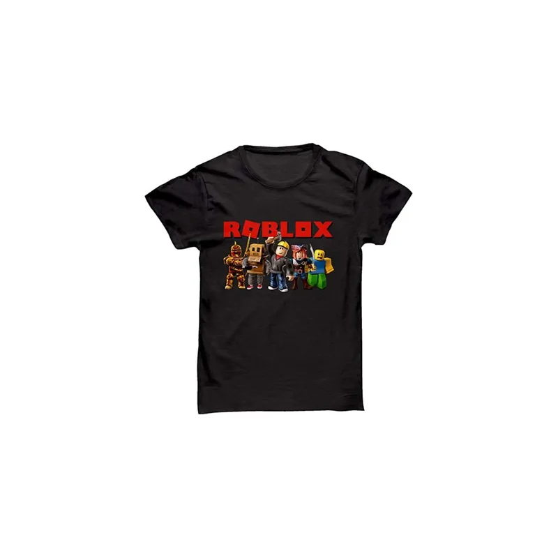 Generic Roblox Cartoon For Kids Printed T-shirt Black
