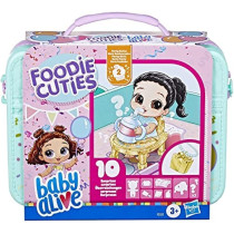 Baby Alive Foodie Cuties, Party Series 2, Surprise Toy, Charm Bracelet, 3-Inch Doll for Kids 3 and Up, 10 Surprises in Lunchbox-Style Case