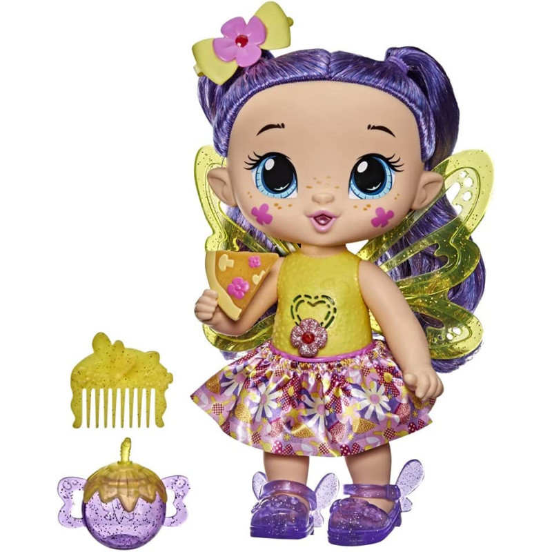 Baby Alive Glo Pixies Doll, Siena Sparkle, Interactive 10.5 inch Pixie Doll Toy For Kids 3 and Up, 20 Sounds, Glows with Pretend Feeding, Multicolor, F2593