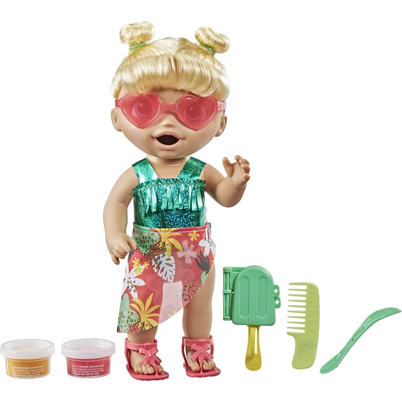 Baby Alive Sunshine Snacks Doll, Eats And "Poops," Waterplay Baby Doll, Ice Pop Mold, Toy For Kids 3 And Up, Blonde Hair