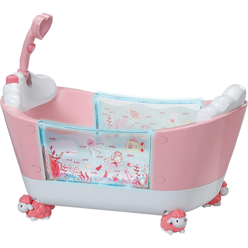 Baby Annabell 703243 Let'S Bathtime Tub 43cm-Under-The-Sea Pattern & Special Water Effect-Lights Up-Easy For Small Hands, Creative Play Promotes Empathy & Social Skills, For Toddlers 3 Years & Up