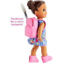 Barbie Art Teacher Playset With Blonde Doll, Toddler Doll, Toy Art Pieces Gjm29