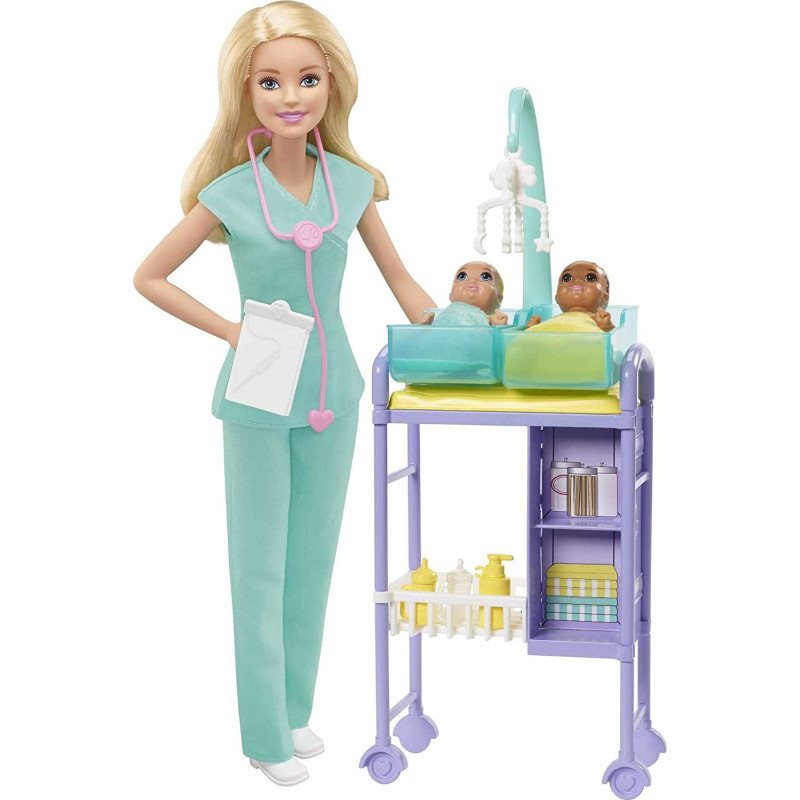 Barbie Baby Doctor Playset With Blonde Doll, 2 Infant Dolls, Toy Pieces Gkh23
