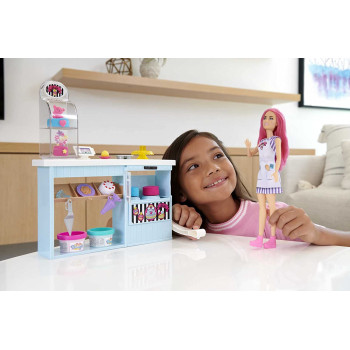 Barbie Bakery Playset With 12 In Petite Doll, Pink Hair, Bakery Station, Cake Making Feature & 20+ Realistic Play Pieces, 3 & Up
