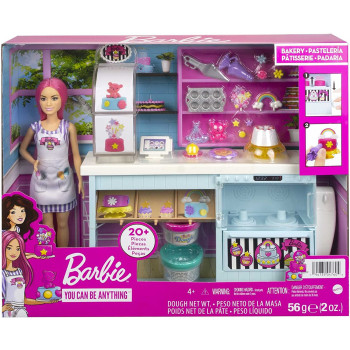 Barbie Bakery Playset With 12 In Petite Doll, Pink Hair, Bakery Station, Cake Making Feature & 20+ Realistic Play Pieces, 3 & Up