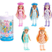 Barbie Chelsea Color Reveal Doll with 6 Surprises, Sunshine & Sprinkles Series with Lavender Flower Print & Color Change: Gift for Kids 3 Years & Older, Multicolor