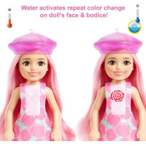 Barbie Chelsea Color Reveal Doll with 6 Surprises, Sunshine & Sprinkles Series with Lavender Flower Print & Color Change: Gift for Kids 3 Years & Older, Multicolor
