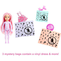 Barbie Chelsea Color Reveal Doll with 6 Surprises, Sunshine & Sprinkles Series with Lavender Flower Print & Color Change: Gift for Kids 3 Years & Older, Multicolor