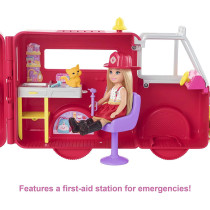 Barbie Chelsea Fire Truck Playset, Chelsea Doll (6 Inch), Fold Out Firetruck, 15+ Storytelling Accessories, Stickers, Ages 3 Years Old & Up