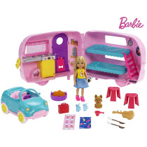 Barbie Club Chelsea Camper Playset With Doll, Puppy, Car, Transforming Camper And Accessories Fxg90