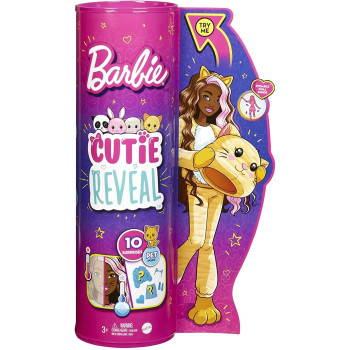 Barbie Cutie Reveal Dolls with Animal Plush Costume & 10 Surprises Including Mini Pet & Color Change, Gift for Kids 3 Years & Older, Multicolour1