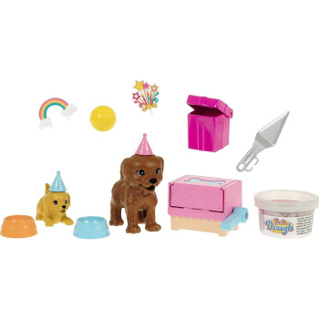 Barbie Doll And Puppy Party Playset With Puppies, Dough And Cake Mold, 3 To 7 Year Olds Gxv75