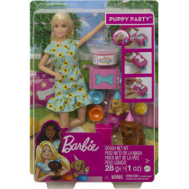 Barbie Doll And Puppy Party Playset With Puppies, Dough And Cake Mold, 3 To 7 Year Olds Gxv75