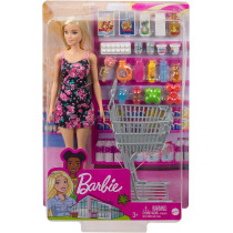 Barbie Doll and Supermarket Set, with Shopping Cart and 20 Pieces, 3 to 7 Year Olds GTK94