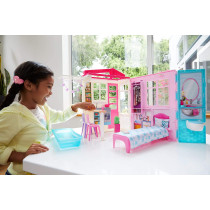 Barbie Dollhouse, Portable 1-Story Playset, With Pool, Multi-Colour Fxg54