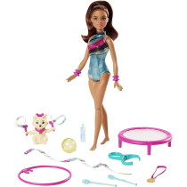 Barbie Dreamhouse Adventures Teresa Spin 'n Twirl Gymnast Doll, 11.5-inch Brunette, in Leotard, with Accessories GHK24