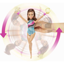 Barbie Dreamhouse Adventures Teresa Spin 'n Twirl Gymnast Doll, 11.5-inch Brunette, in Leotard, with Accessories GHK24