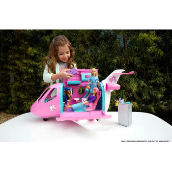 Barbie Dreamplane Transforming Playset with Reclining Seats and Working Overhead Compartments, Plus 15+ Pieces Including a Puppy and a Snack Cart, for Kids 3 Years Old and Up